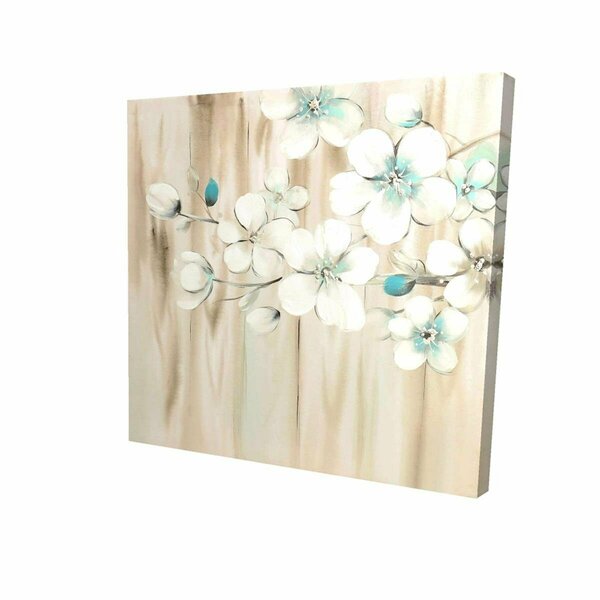Fondo 12 x 12 in. White Flowers on Wood-Print on Canvas FO2791967